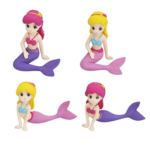 STOBOK Statuette Sirena Toppers Torta Bambola Sirena per La Decorazione della Torta di Compleanno per Bambini ,Confezione da 4