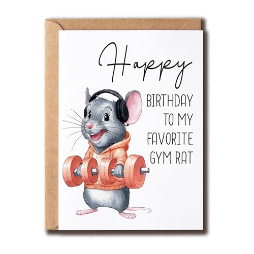 BNJDesigns Happy Birthday to My Favorite Gym Rat - Gym Birthday Card - Funny Birthday Card - Gym Rat...