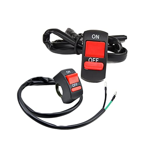 Interrupteur de Guidon - YFaith 2 Pièces Moto Commutateur 1 Bifilaire et 1 Trifilaire - 19,6 Pouces Universel Interrupteur Phare Moto pour Interrupteur de Lumière de Poignée de Moto
