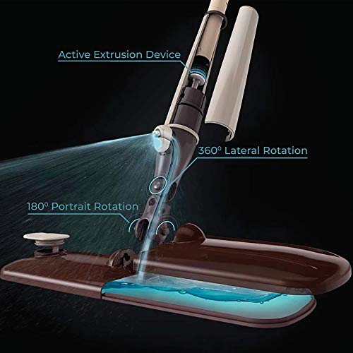 Spray Mop Floor Cleaning - Ideal for Tile, Hardwood & Stone Floors - Wet, Dry & Dust Mopping Cleaner - Absorbent Microfiber Pad Cloth - Quality Spraying Nozzle - Innovative Slim Design Concealed Tank