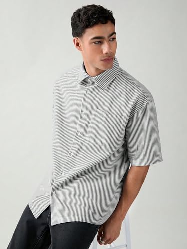 Image of Lymio Men Shirt || Striped Shirt for Man || Half Sleeve || 100% Cotton (Packs Also Available) (Oxford-Lining)