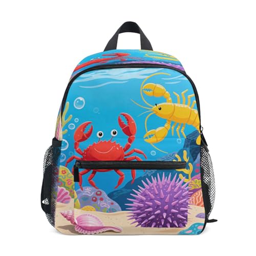 Marine Creature Scene Big Kid Backpacks Bottle Pockets Kids Student Books Bag for Airplane M