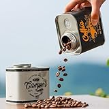 Gettimore Luftdichte 150 g Kaffee- und Tee-Vorratsdose aus Weißblech, Behälter für Bohnen, Zucker, Gewürze, Trockenwaren, mit Lichtschutz und Frischhaltedeckel, elegant, kompakt, Küche, Speisekammer