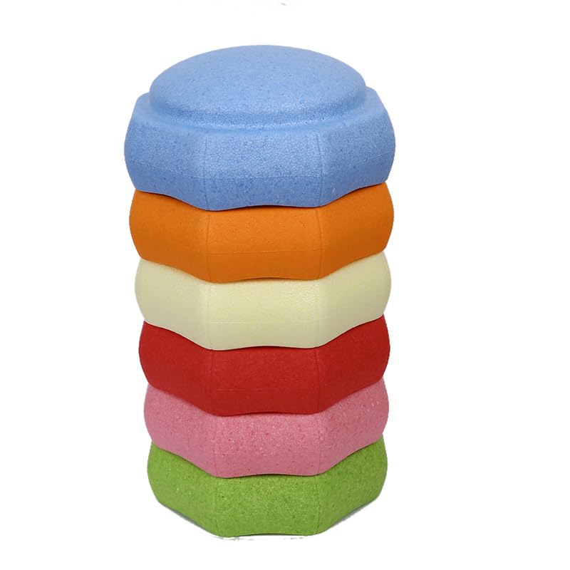 6PCS Stackable Stepping Stones Non-Slip Kids Balance Stones Rainbow Crossing River Stones Balance Beam Game for Obstacle Course Sensory Play