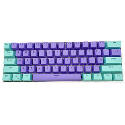 MIHIYIRY PBT キーキャップ 61/87/104キーキャップセット Cherry MXスイッチ OEM キープーラー付き メカニカルゲーミングキーボード用 (61キー, パープル+ティファニーブルー)