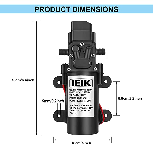 Image of 12 Volt Diaphragm Pump 5LPM 1.35 GPM 116PSI Self Priming Sprayer Pump 12V DC Fresh Water Diaphragm Pressure Pump for RV Camper Marine Boat Lawn (60W)