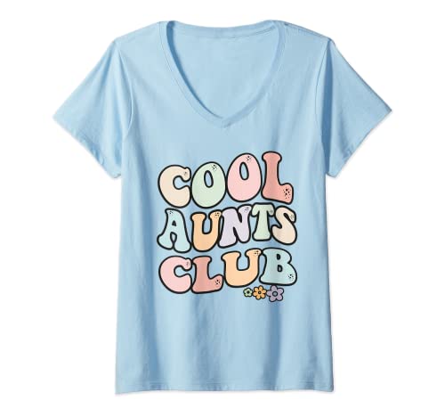 Damen Cool Aunts Club Vintage Blumenmuster Cool Aunts Club Tante T-Shirt mit V-Ausschnitt