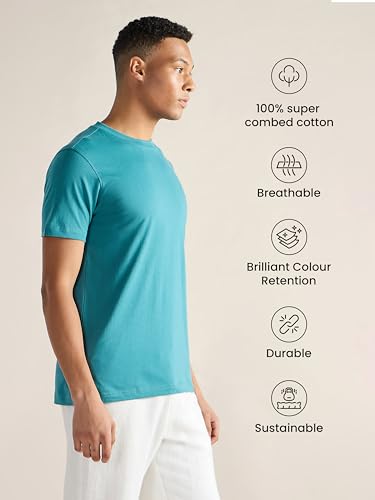 Image of Clans & Hans Men's Super Combed Cotton T Shirt, Regular Fit Round Neck Tshirt, Half Sleeves, Plain T-Shirt for Men