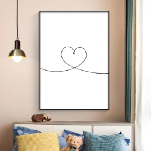 Toile cœur noir et blanc 50x70cm pour habiller un mur vide sans encombrer