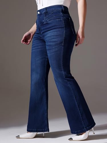 Image of Miss Chase A+ Women's Bootcut High Rise Regular-Length Stretchable Denim Shaping Jeans