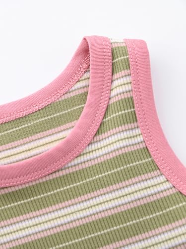 Image of BINIDUCKLING Toddler Tank Top Girls Summer Cute Striped Sleeveless Top 24 Months-8 Years