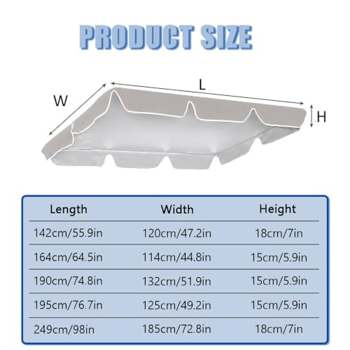 Techo de repuesto para columpio de 3 plazas impermeable marron 142x120 cm 4