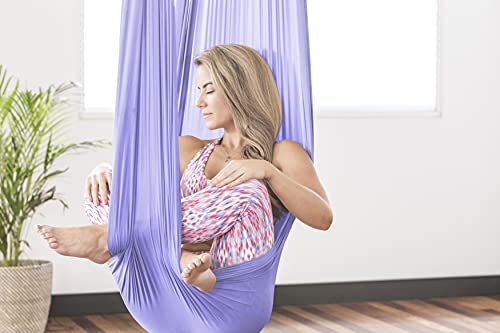 Healthymodellife Pinc Active Silk Aerial Yoga Swing & Hammock Kit For Improved Yoga Inversions, Flexibility & Core Strength - Lilac #TOP1