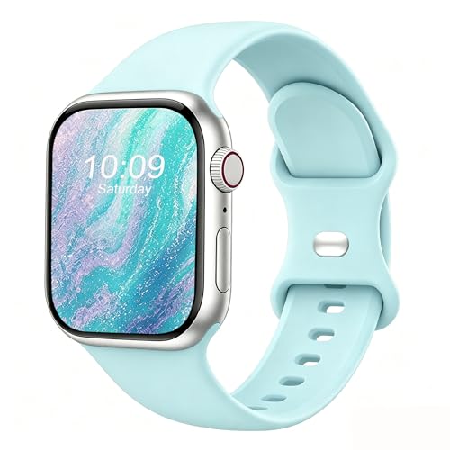 Image of Bands Compatible with Apple Watch 38mm 40mm 41mm 42mm 44mm 45mm 46mm 49mm,Soft Silicone Replacement Sport Accessory Strap Wristband for iWatch Series Ultra 11 10 9 8 7 6 5 4 3 2 1 SE Women Men Seafoam