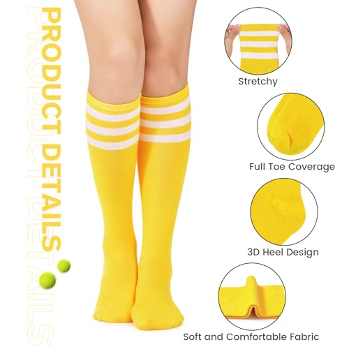 Komorebi Women's Knee High Socks Stripe Athletic Tube Outdoor Sport Socks Thigh High Stockings2