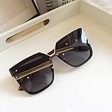 ShFhhwrl Klassisch Sonnenbrille Damen Polarisierte Quadratische Sonnenbrille Luxusmarke Übergroße Schwarze Farbtöne Flache Linse