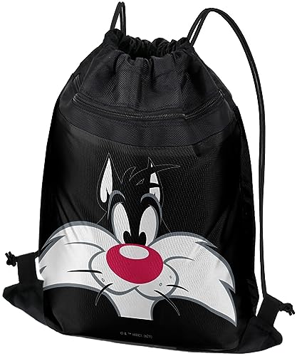 LOGOVISION Looney Tunes Sylvester Face Drawstring Backpack Sports Bag Sackpack 17