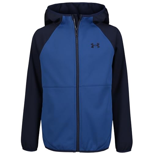 Image of Under Armour Boys' Sim Softshell Hooded Jacket, Full Zipper Closure, Lightweight & Water-Resistant