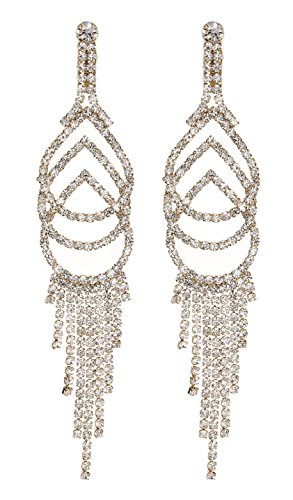 Clip en los pendientes - Chapado en oro lámpara de araña con cristales claros - Cael G por Bello London