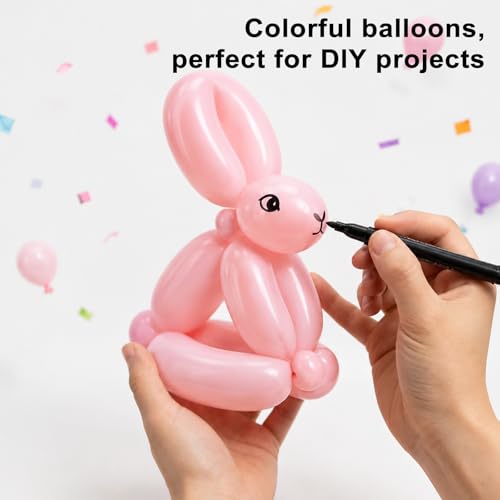 Image of 260 Balloons 150pcs long balloons, Colored Latex Twisting Balloons for Balloon Animal Modeling Balloon Art Party Decorations Birthday Parties Wedding Celebrations