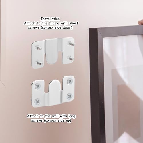 4 Pairs Interlocking Flush Mount Bracket, Stainless Steel Headboard Wall Mounting Brackets 56 x 30mm Interlocking Heavy Duty Picture Hanging Hooks Furniture Connector - Image 3