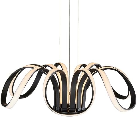 VONN Capella 30" Integrated LED Chandelier, ETL Certified Adjustable Hanging Light, Modern Flower-Pedal Chandelier Lighting in Black