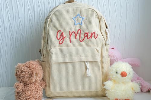 Personalized Lightweight Corduroy Backpack - Custom Name Feature, Ideal for Travel and Daily College Use (Pink)4