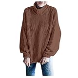 Saymany Damen Strickpullover Rollkragenpullover Casual Pullover Warm Oberteil Tops Solid Color Sweater Elegant Herbst Winter Sweatshirt Strickpullover Damen Rollkragenpullover