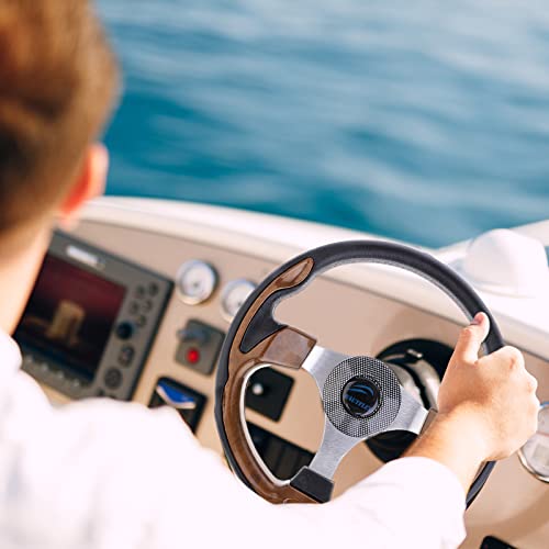 12.5“ Boat Steering Wheel With 3/4“ Tapered Shaft, Aluminum Alloy Boat Pontoon Steering Wheel Marine Accessories, Anti-Slip Carbon Fiber Steering Wheel For Marine Boats, Vessels, Yacht, Pontoon Boats #TOP2