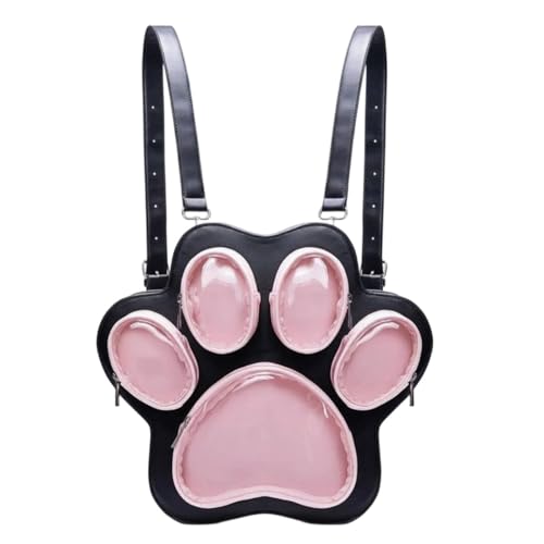 Sac Ita en forme de patte à multiples compartiments style japonais pour adolescentes noir et rose