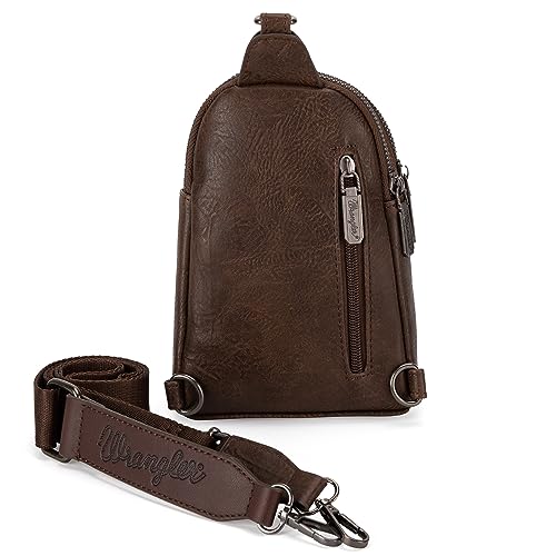Image of Wrangler Small Sling Bag for Women, Leather Crossbody Bags Cross Body Purse Fanny Packs with Adjustable Strap for Gift