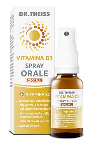 Dr Theiss Vitamina D3 K2 - Spray Integratore Alimentare Multivitaminico 20 ml, per la Normale Funzione del Sistema Immunitario
