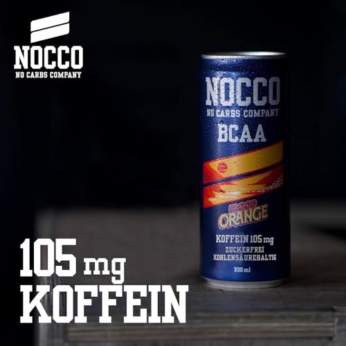 NOCCO BCAA energy drink 24er pack – zuckerfrei, vegan Energy Getränk mit Koffein, Vitaminen und Aminosäuren – Blutorangengeschmack, 24 x 330ml inkl. Pfand (Blood Orange Del Sol) 3