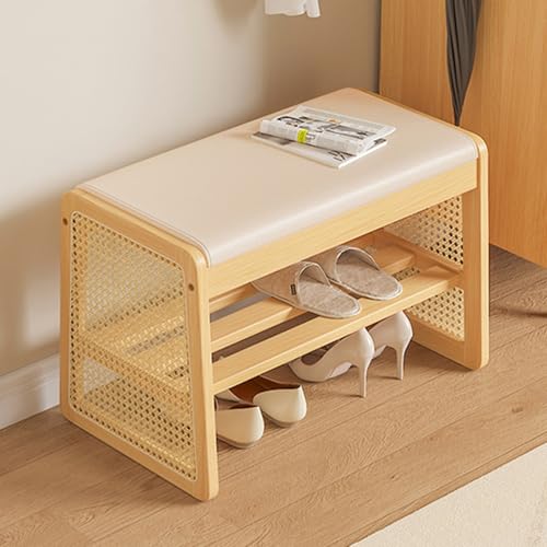 Banc à chaussures avec coussin en bois de ferme au design épuré
