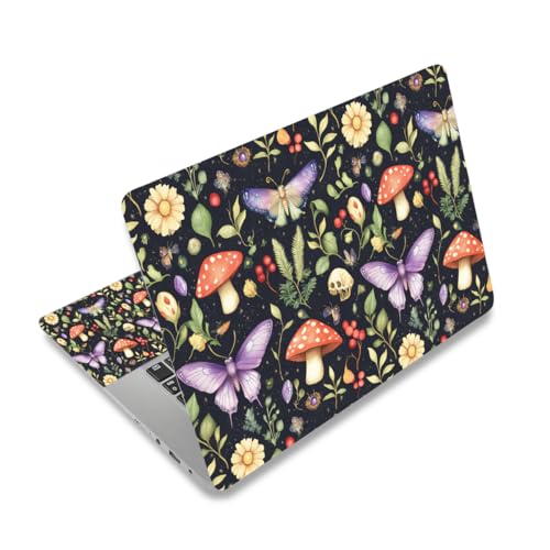 Image of DINKY Laptop Notebook Skin Sticker Cover Decal, 13 13.3 14 15 15.4 15.6 inch Laptop Vinyl Skin Sticker Cover Soft Art Protector Netbook (Mushroom Butterfly)