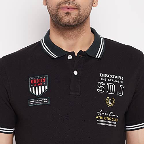 Image of Duke Stardust Men Polo Neck Half Sleeve Cotton T-Shirt (LF5855 Black XXL)