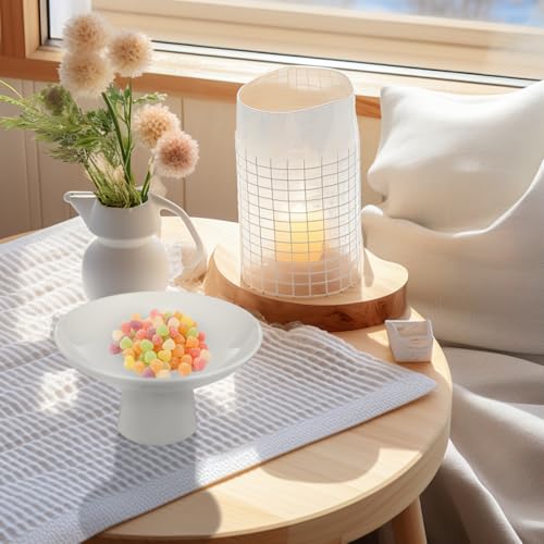 Image of balacoo Footed Fruit Bowl 6.69 Inch Ceramic Pedestal Bowl Decorative Serving Tray Stable Base for Snacks Fruits Desserts Centerpiece Kitchen Dining Table