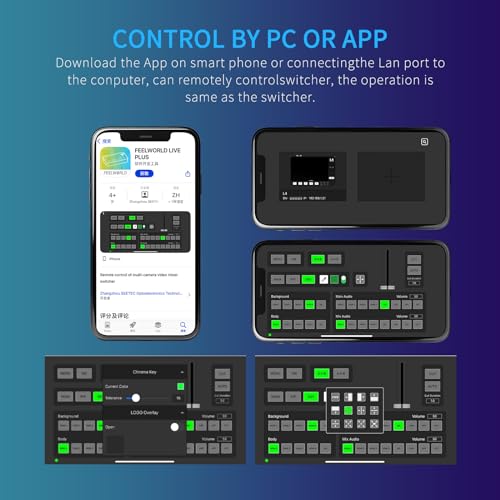 Image of FEELWORLD Multi Video Switcher 10.1 Inch FHD LCD Touch Screen 4X HDMI 1x SDI Input USB3.0 Output 5 Channel Live Streaming Mixer L4