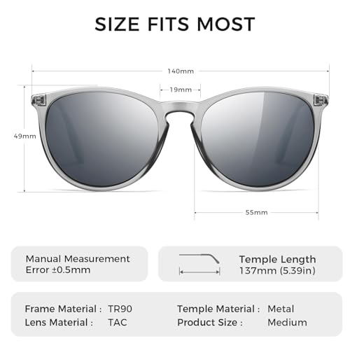 Image of SUNGAIT Vintage Round Sunglasses for Women Classic Retro Designer Style