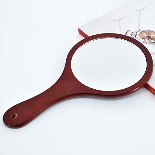 Houten Kappers Handspiegel, 30*17cm, handgemaakte make-upspiegel, rond, geschikt voor make-up, cosmetica, huidverzorging… - Image 5