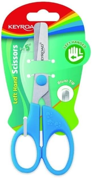 KEYROAD School Scissors/Children's Scissors/13 cm/Left-Handed Scissors Children/with Soft Handle/Ideal for Children's Hands/Blister/Mixed Colours/School
