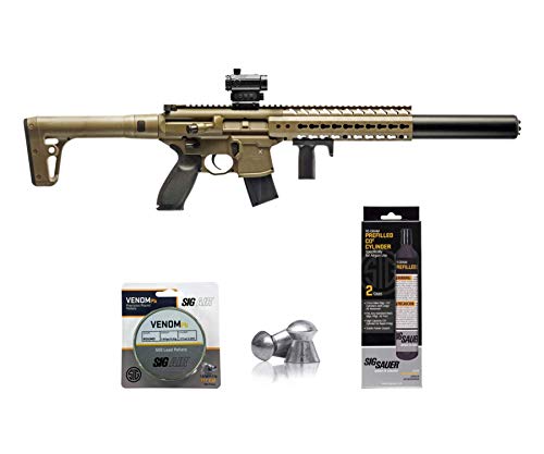 SIG Sauer MCX .177 Cal CO2 Powered Advanced Air Rifle with CO2 90 Gram (2 Pack) and 500 Lead Pellets...