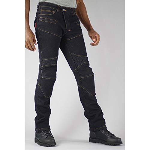 コミネ(KOMINE) バイク用 パンツ スーパーフィットウォームデニムジーンズ ブラック XL WJ-921S 秋冬春向け 防寒 CE規格レベル2 ストレッチ素材防風プロテクター