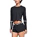 Produktbild Under Armour Damen Longer Cropped Crew Langarmshirt, Black Light Heather/Aluminum Light Heather/Aluminum, L