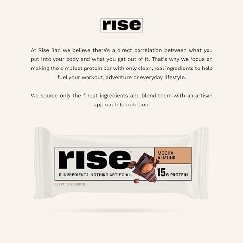 Rise RBA37228 Whey Protein Bars - Mocha Almond | Breakfast Bar & Protein Snack 15G Protein 4G Fiber Just 5 Whole Food Ingredients Gluten-Free Soy Free thumb #3