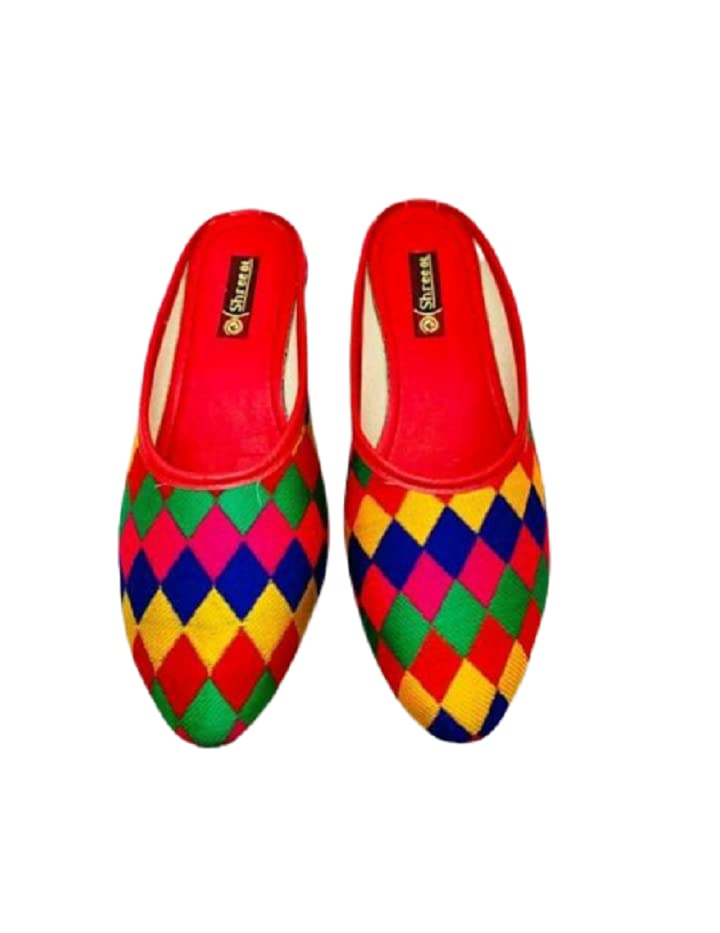 Women's Synthetic Leather Casual Slip on Ballet Flats/Mojari/Jutti (Red_UK-8)-image-35