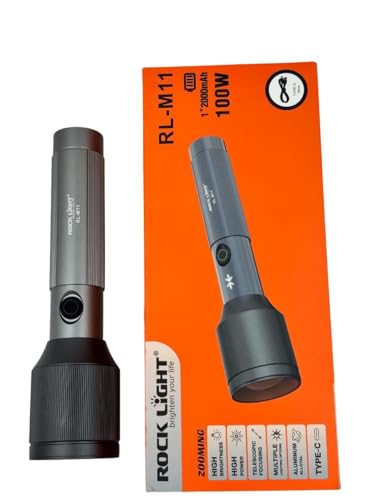 Image of RL-M11 Rechargeable, 100W Torch Light High Power, 1000 Lumens Super Bright Emergency Flashlight, 900M Coverage, 2000mAh Battery, Telescopic Zoom, Aircraft Aluminum Body, LED Flash Light