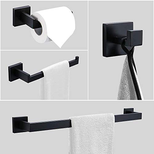 Toallero de baño negro de 5 piezas para renovar tu hogar con estilo moderno 8