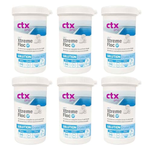 PISCIVAL CTX-37 Xtreme Floc | Pack de 6 | Floculante y Coagulante en Tabletas de 20g | 5 tabletas por Cada Bote | Alta Eficacia | Mejora Filtración y Claridad del Agua | Uso NO Profesional