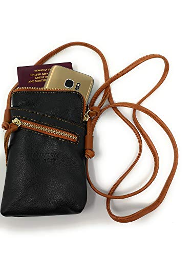 Small Vera Pelle Italian Leather Cell Phone Cross Body Bag Passport Travel Pouch Shoulder Bag2